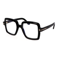 Tom Ford Eyeglasses Square Full Rim, Shiny Black Frame and Clear Blue-Light Block Lenses Lens FT5913-B001