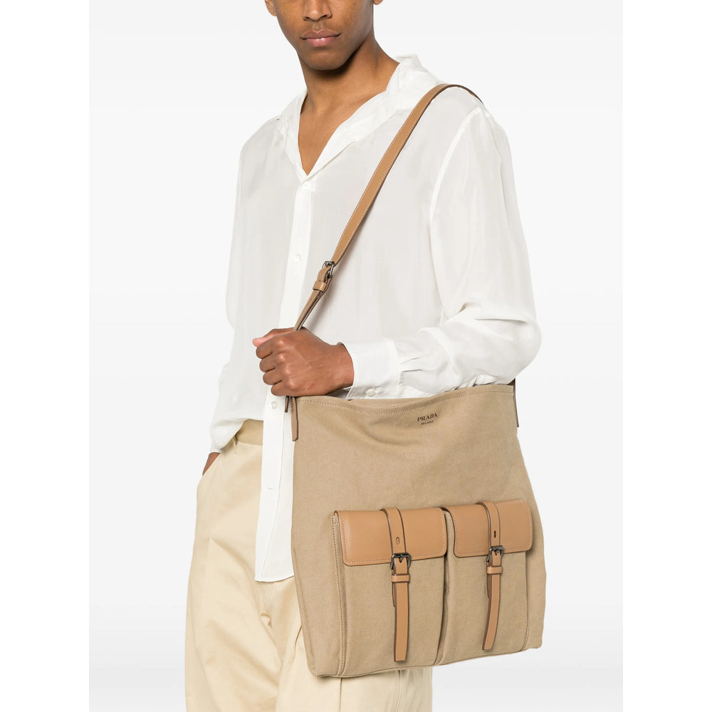 Prada Neutrals Shoulder Bags Men