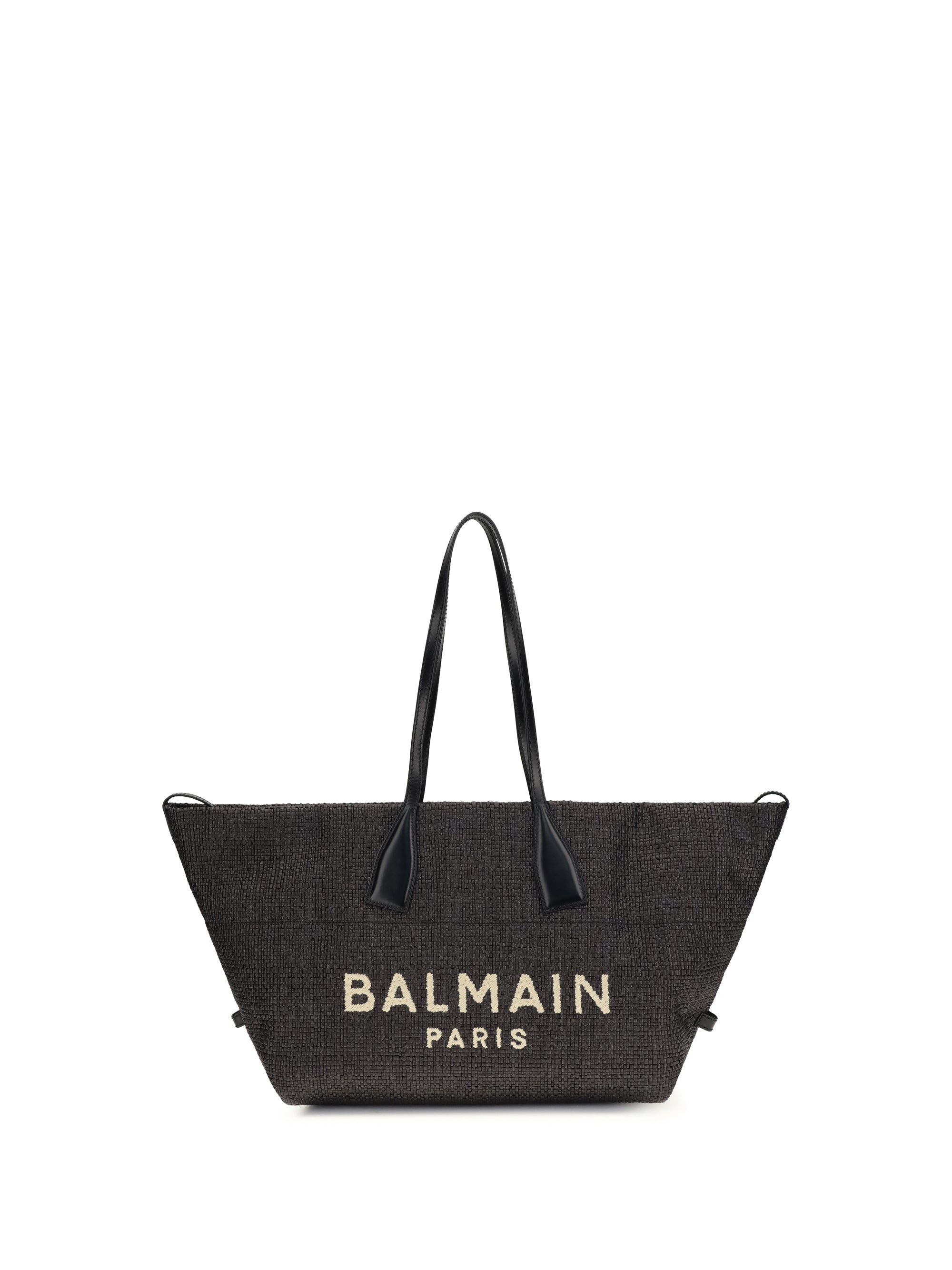 BALMAIN Balmain Women Track Shoulder Bag In Leather And Raffia