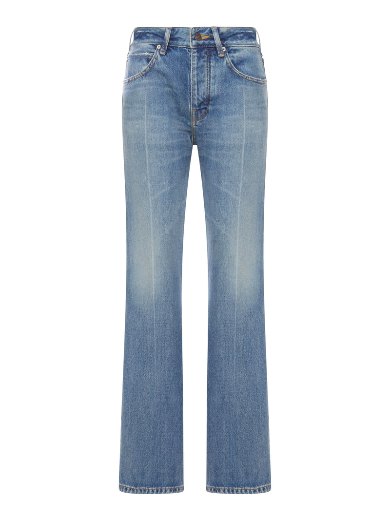 Balenciaga Women Medium Wash Denim Flare Jeans