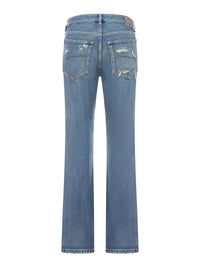 Balenciaga Women Medium Wash Denim Flare Jeans