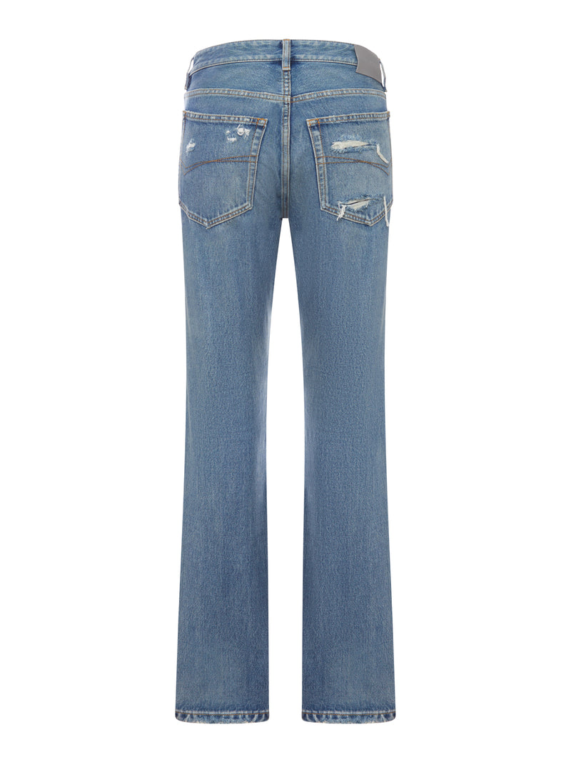 Balenciaga Women Medium Wash Denim Flare Jeans