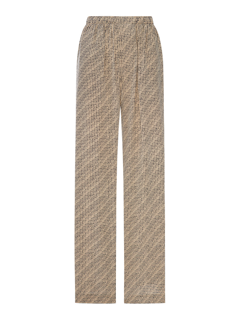 Balenciaga Balenciaga Women Monogram Pants In Beige And Black Silk Crepe