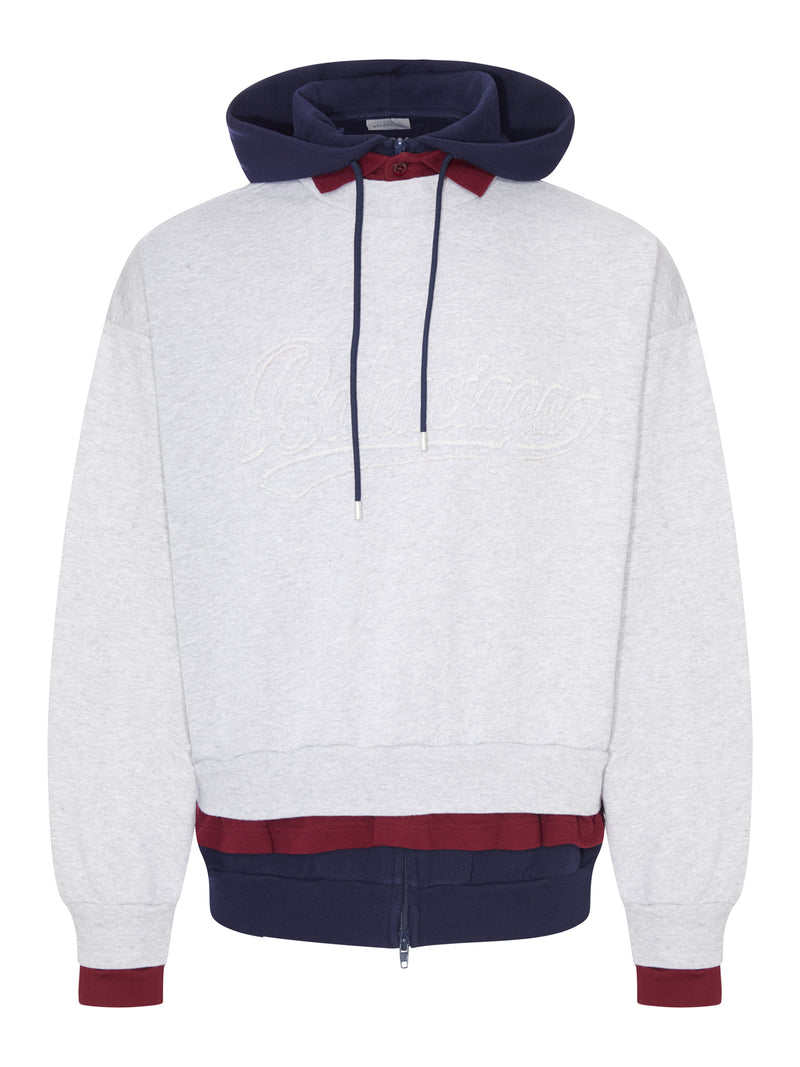 Balenciaga Balenciaga Men Layered Dry Molleton Hoodie With Frayed Lettering