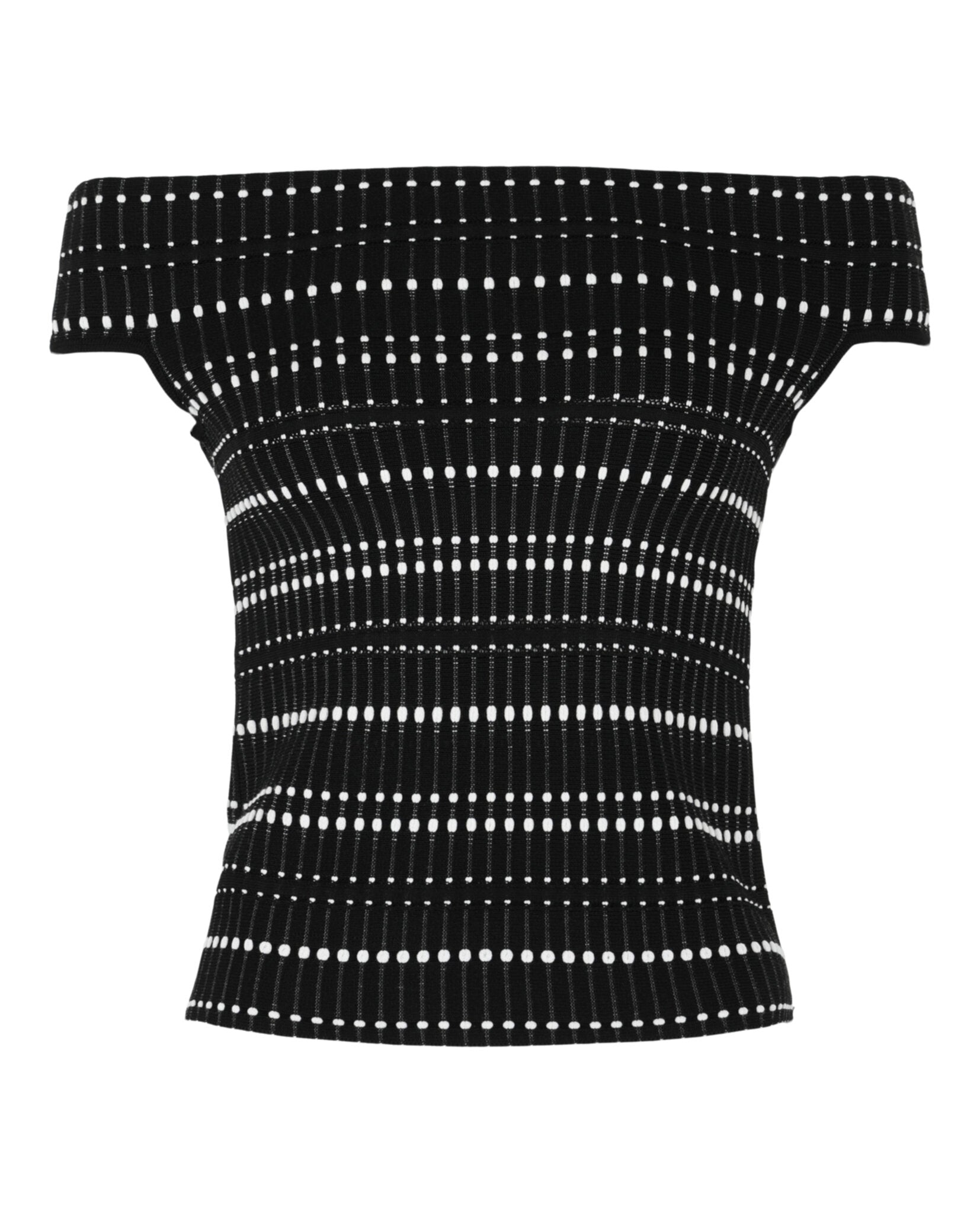 Alexander McQueen Womens Off-The-Shoulder Stitch Dot Crop Top