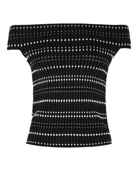 Alexander McQueen Womens Off-The-Shoulder Stitch Dot Crop Top