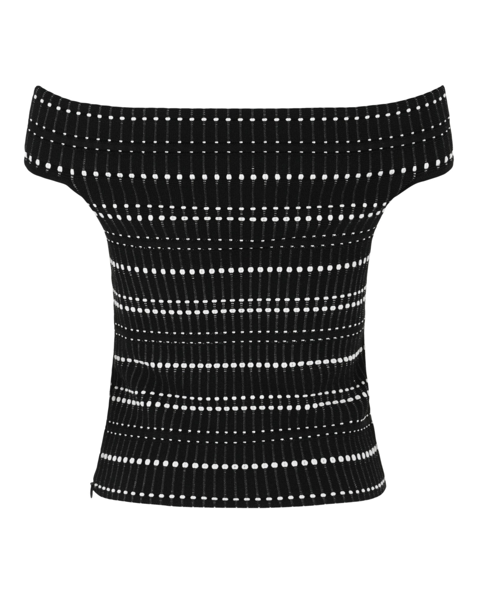Alexander McQueen Womens Off-The-Shoulder Stitch Dot Crop Top