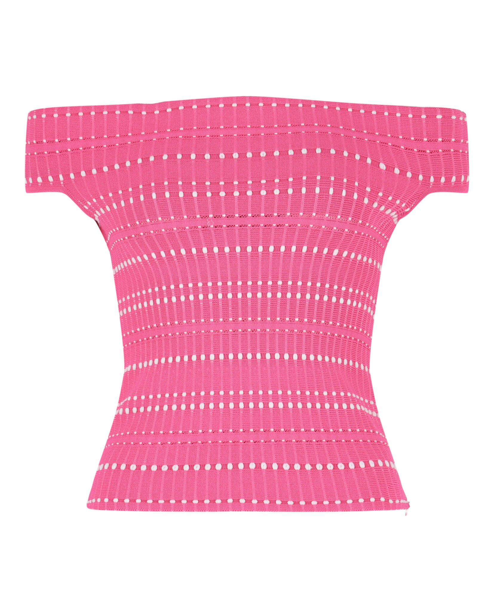 Alexander McQueen Womens Off-The-Shoulder Stitch Dot Crop Top