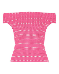 Alexander McQueen Womens Off-The-Shoulder Stitch Dot Crop Top
