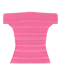 Alexander McQueen Womens Off-The-Shoulder Stitch Dot Crop Top