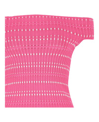 Alexander McQueen Womens Off-The-Shoulder Stitch Dot Crop Top