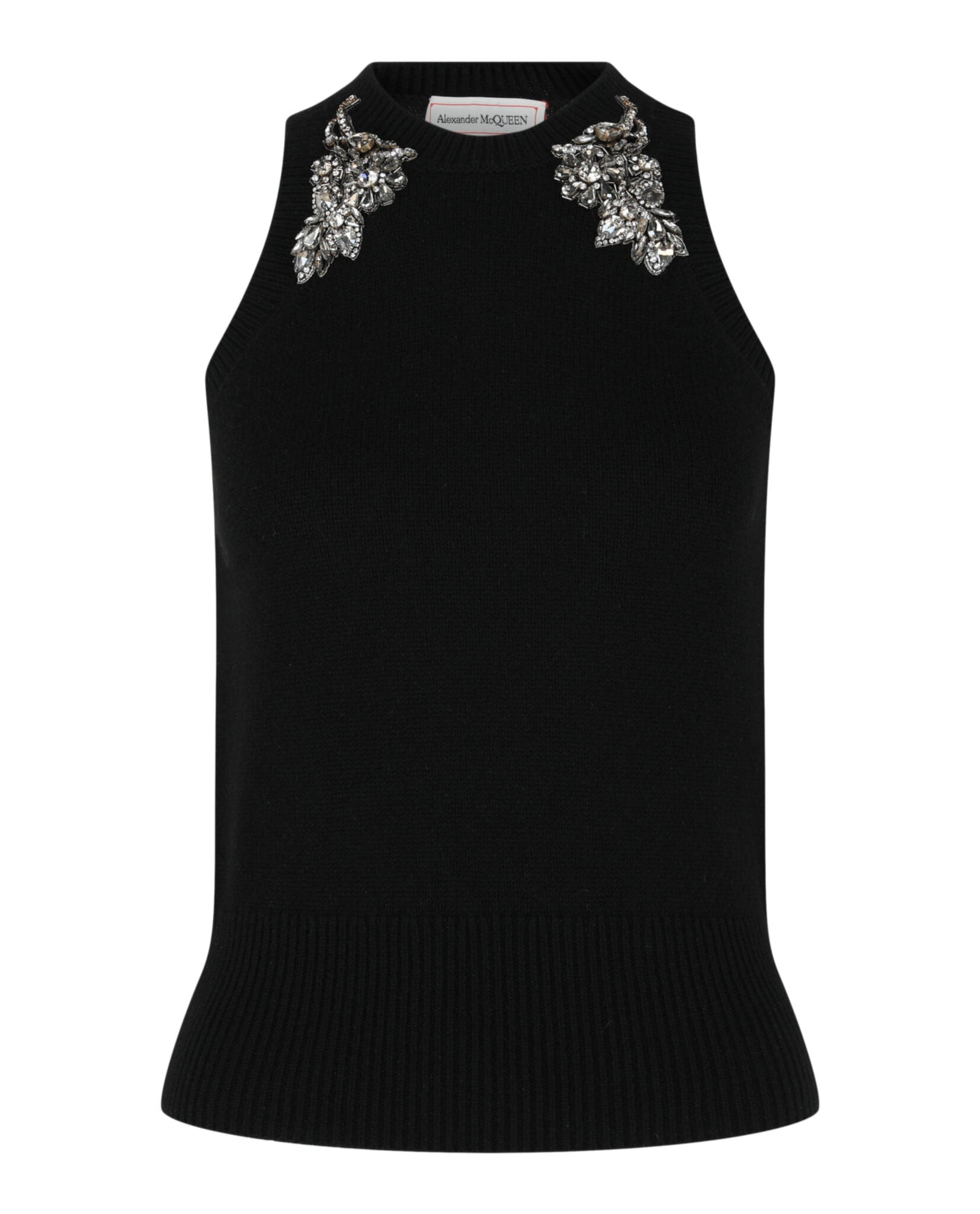Alexander McQueen Womens Crystal Embellished Racerback Tank Top