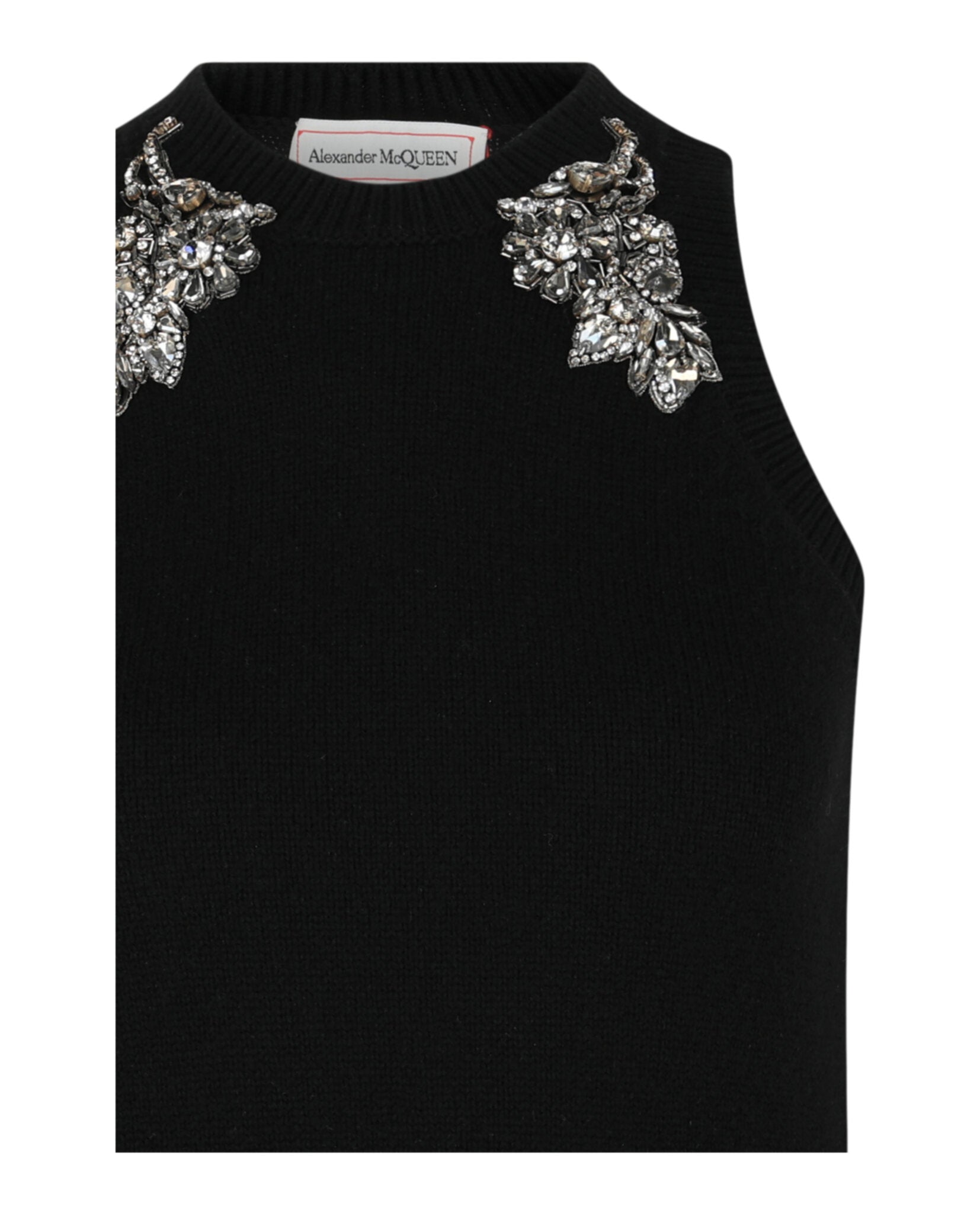 Alexander McQueen Womens Crystal Embellished Racerback Tank Top