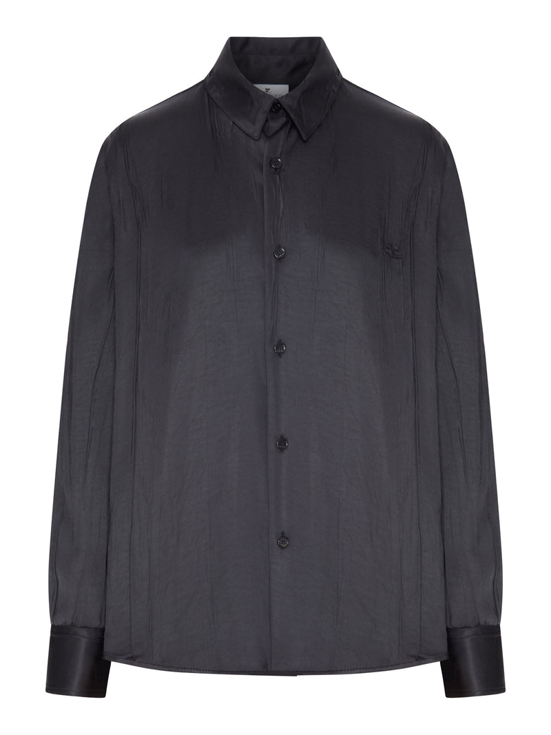 Courreges Women Oversized Shirt In Crinkled Satin