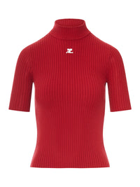 Courreges Courreges Women Reedition Short Sleeves Rib Knit Sweater