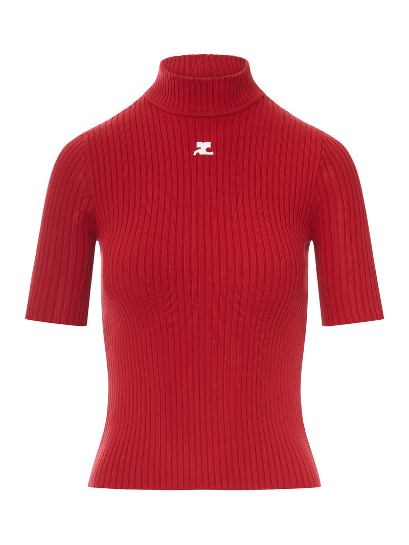 Courreges Courreges Women Reedition Short Sleeves Rib Knit Sweater