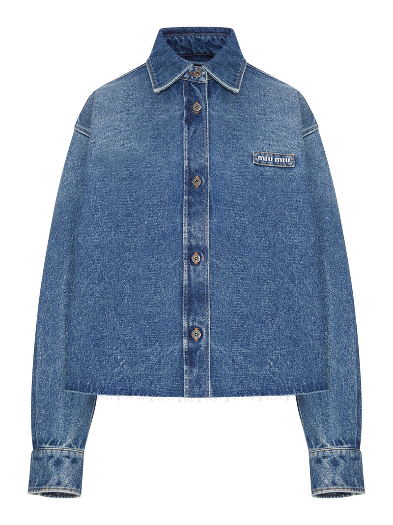 Miu Miu Women Denim Shirt With Logo