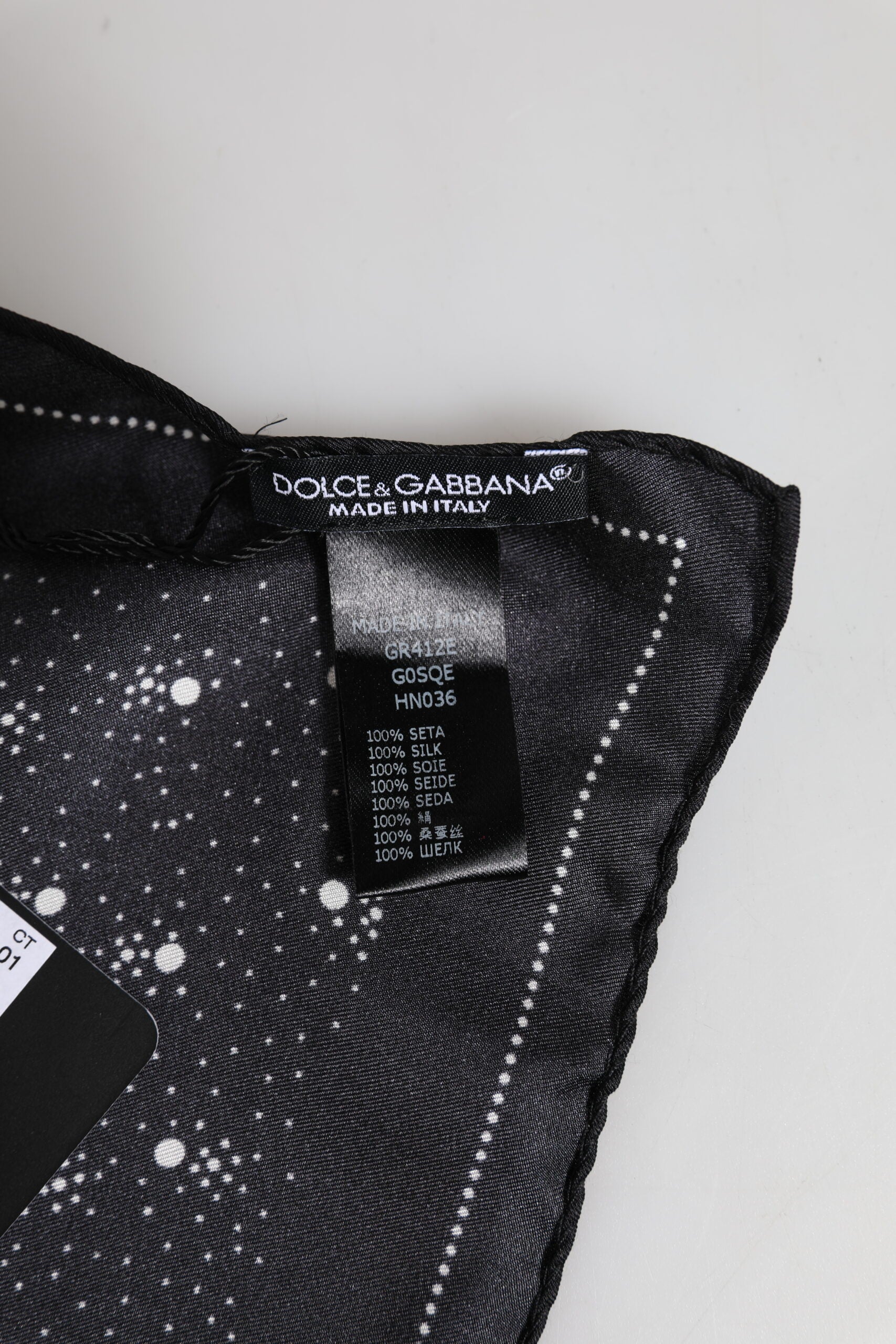 Dolce & Gabbana Black White Printed Square Men Foulard Men's Scarf
