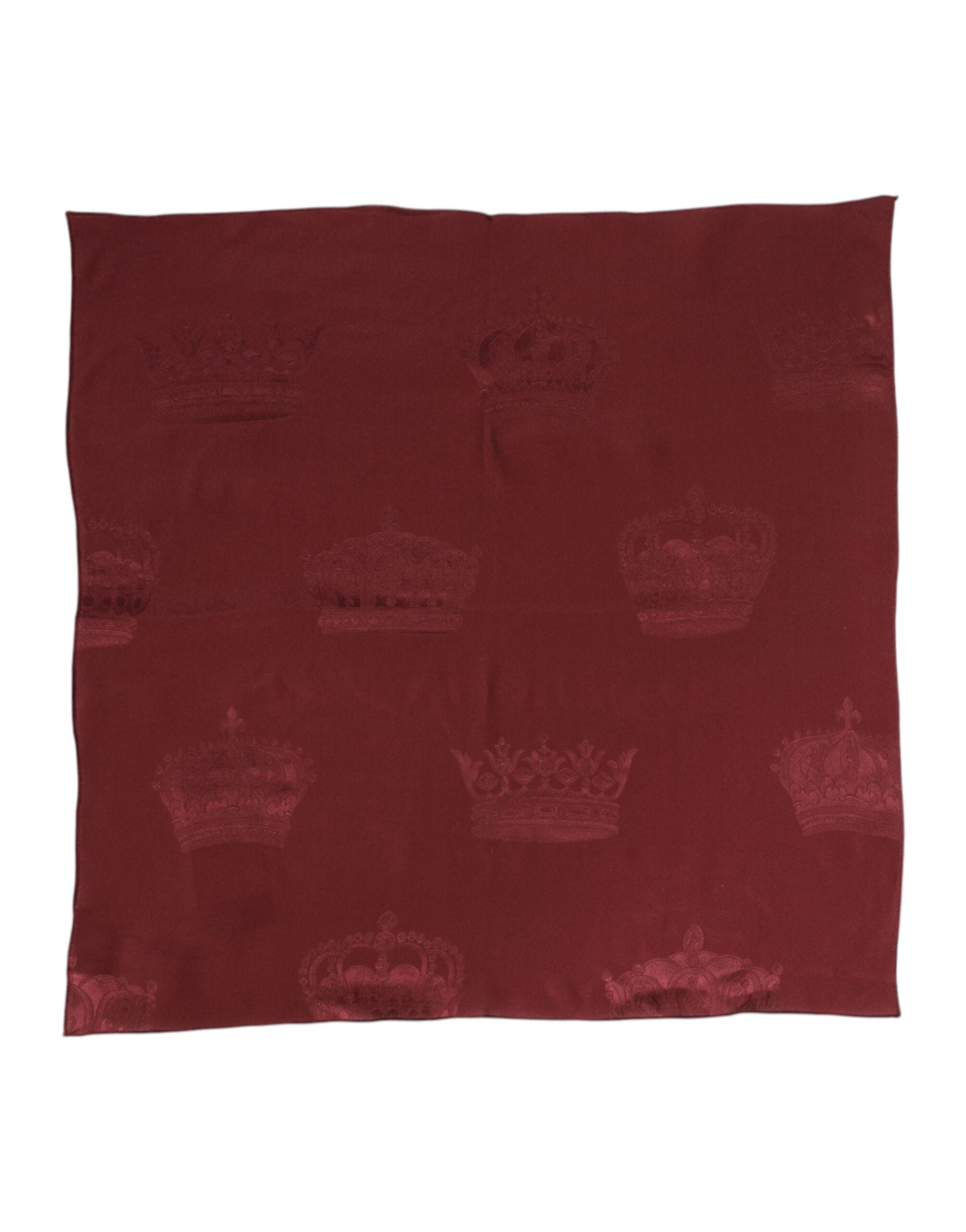 Dolce & Gabbana Maroon Silk Crown Square Men Foulard Men's Scarf