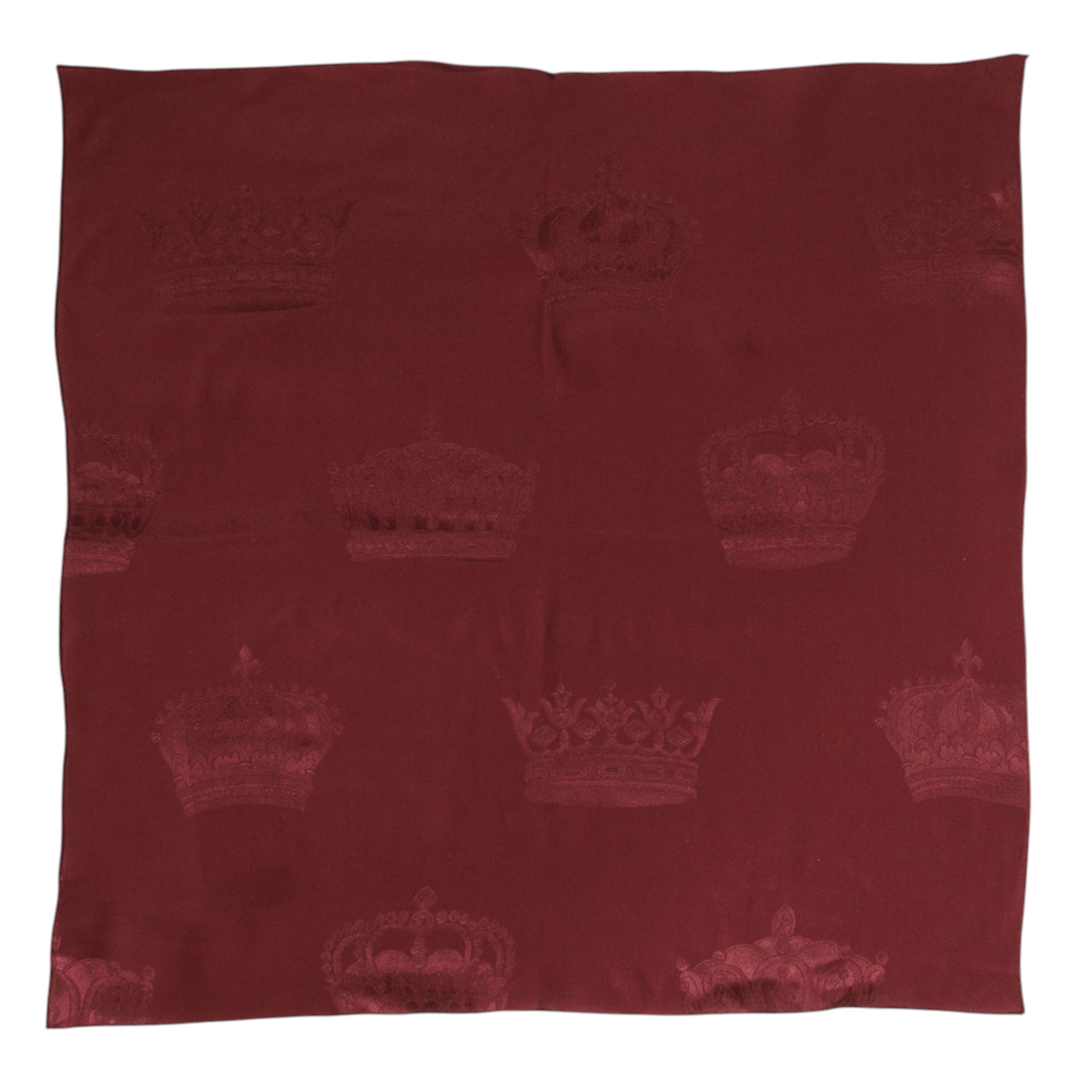 Dolce & Gabbana Maroon Silk Crown Square Men Foulard Men's Scarf