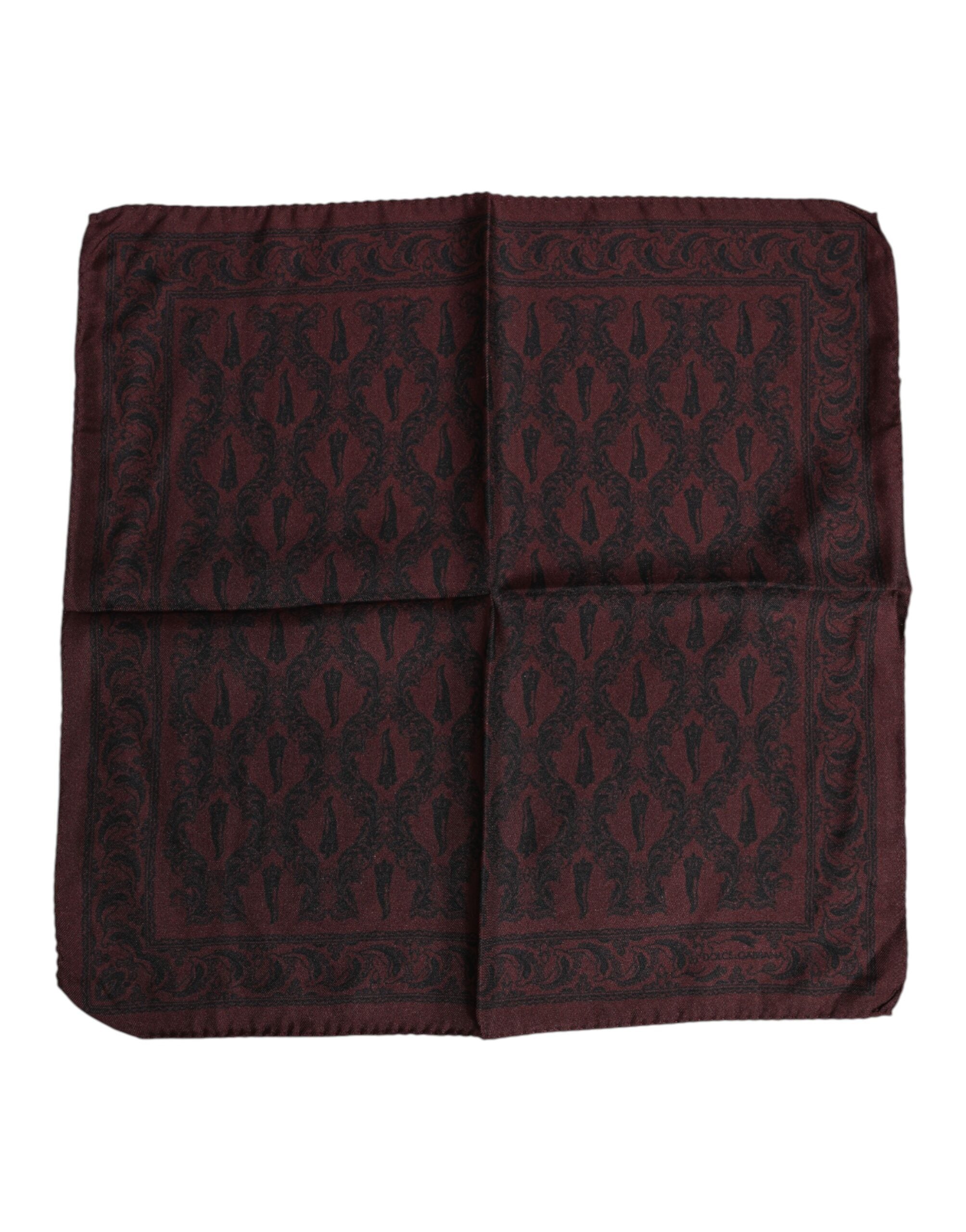 Dolce & Gabbana Maroon Black Printed Square Men Foulard Men's Scarf