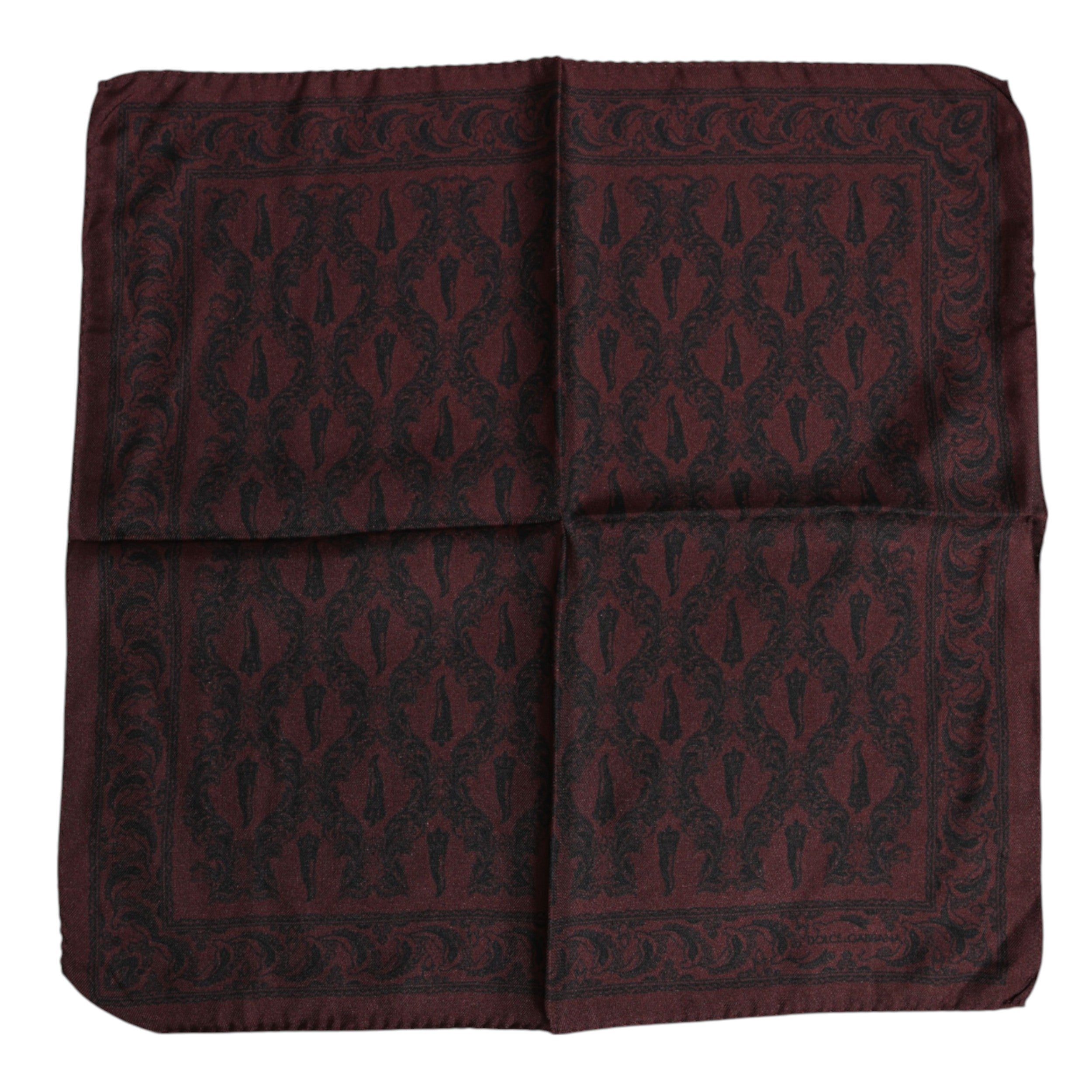 Dolce & Gabbana Maroon Black Printed Square Men Foulard Men's Scarf