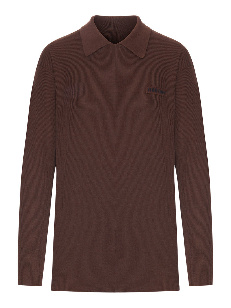 Miu Miu Miu Miu Women Ribbed Wool Polo Sweater