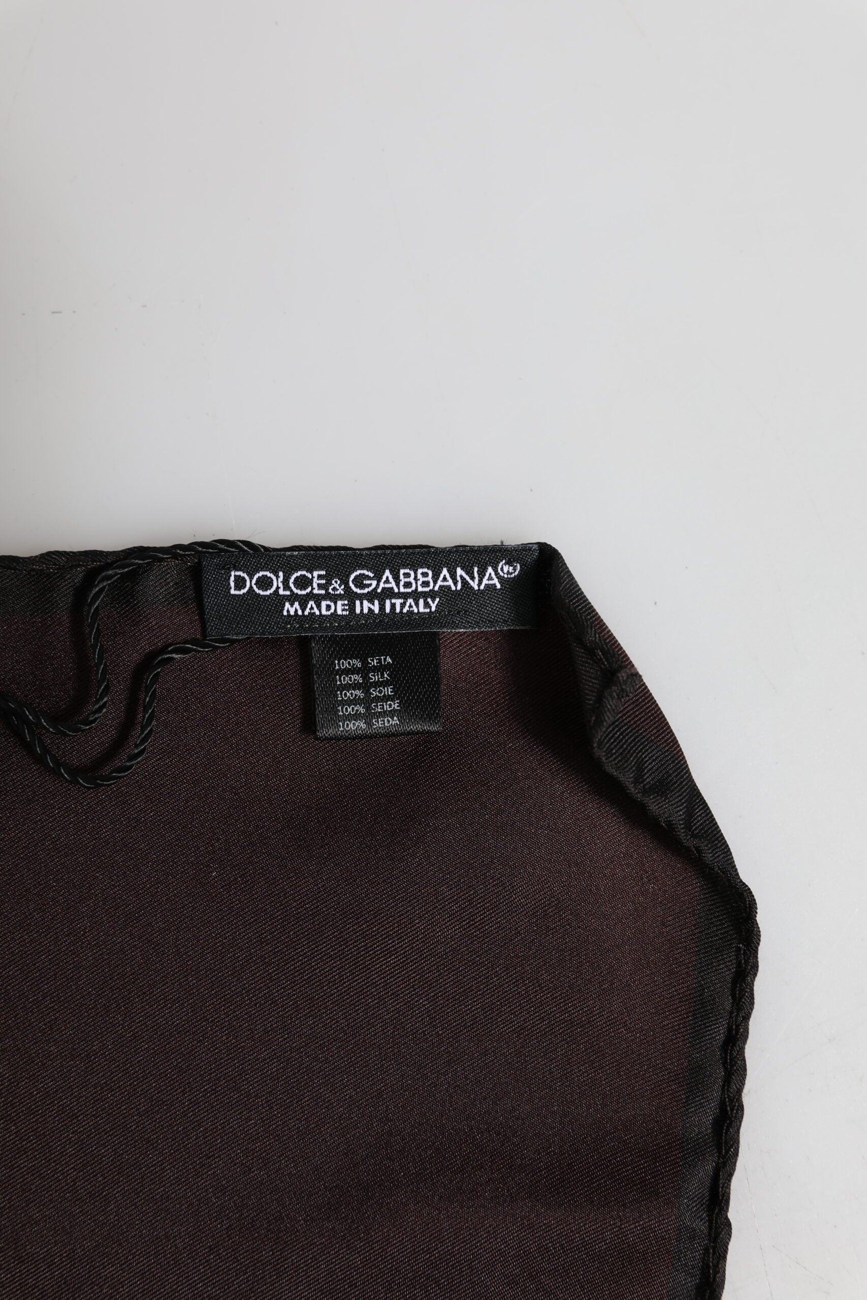 Dolce & Gabbana Brown DG Crown Silk Square Men Foulard Men's Scarf