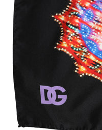 Dolce & Gabbana Black Multicolor Print Square Foulard Men's Scarf