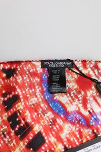 Dolce & Gabbana Black Multicolor Print Square Foulard Men's Scarf