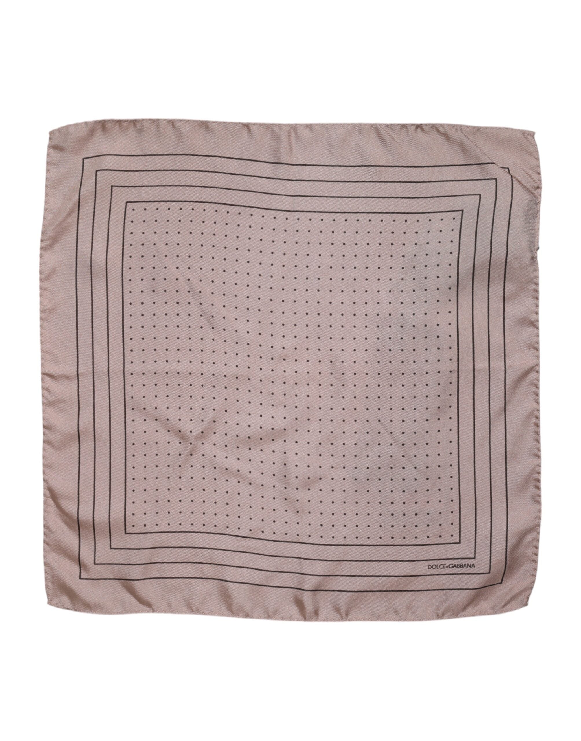 Dolce & Gabbana Beige Dotted Silk Square Men Foulard Men's Scarf