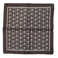 Dolce & Gabbana Brown Skull Silk Square Men Foulard Men's Scarf