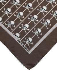 Dolce & Gabbana Brown Skull Silk Square Men Foulard Men's Scarf