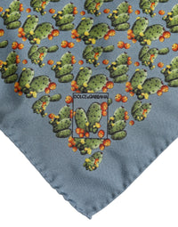 Dolce & Gabbana Gray Green Cactus Print Square Foulard Men's Scarf