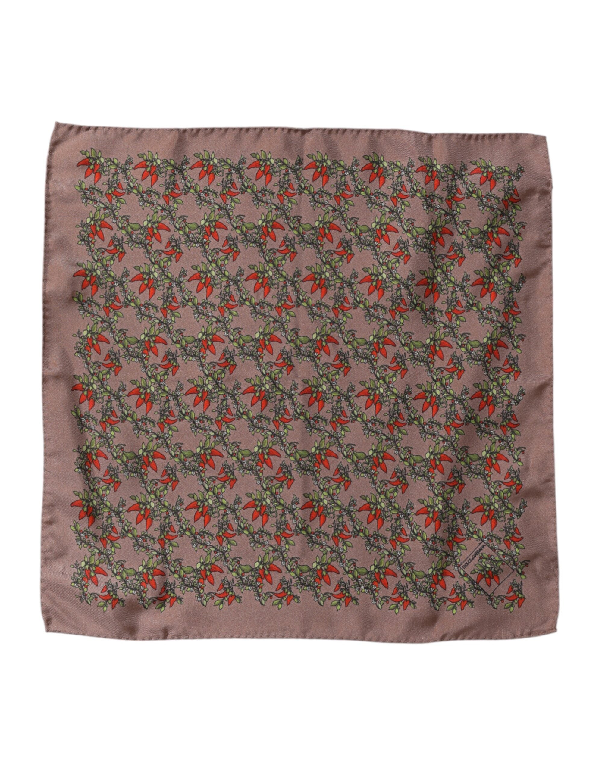 Dolce & Gabbana Brown Chilis Silk Square Men Foulard Men's Scarf