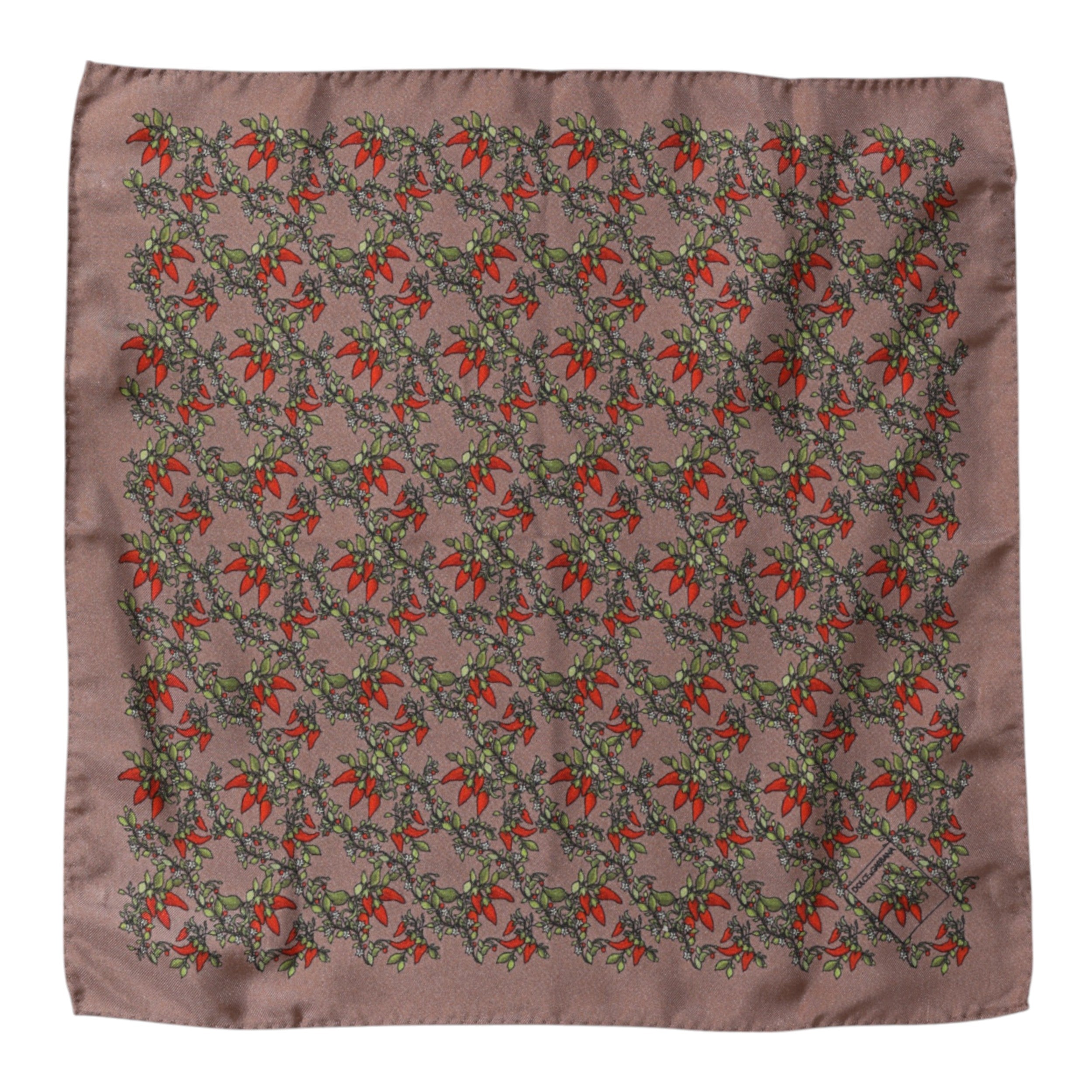 Dolce & Gabbana Brown Chilis Silk Square Men Foulard Men's Scarf