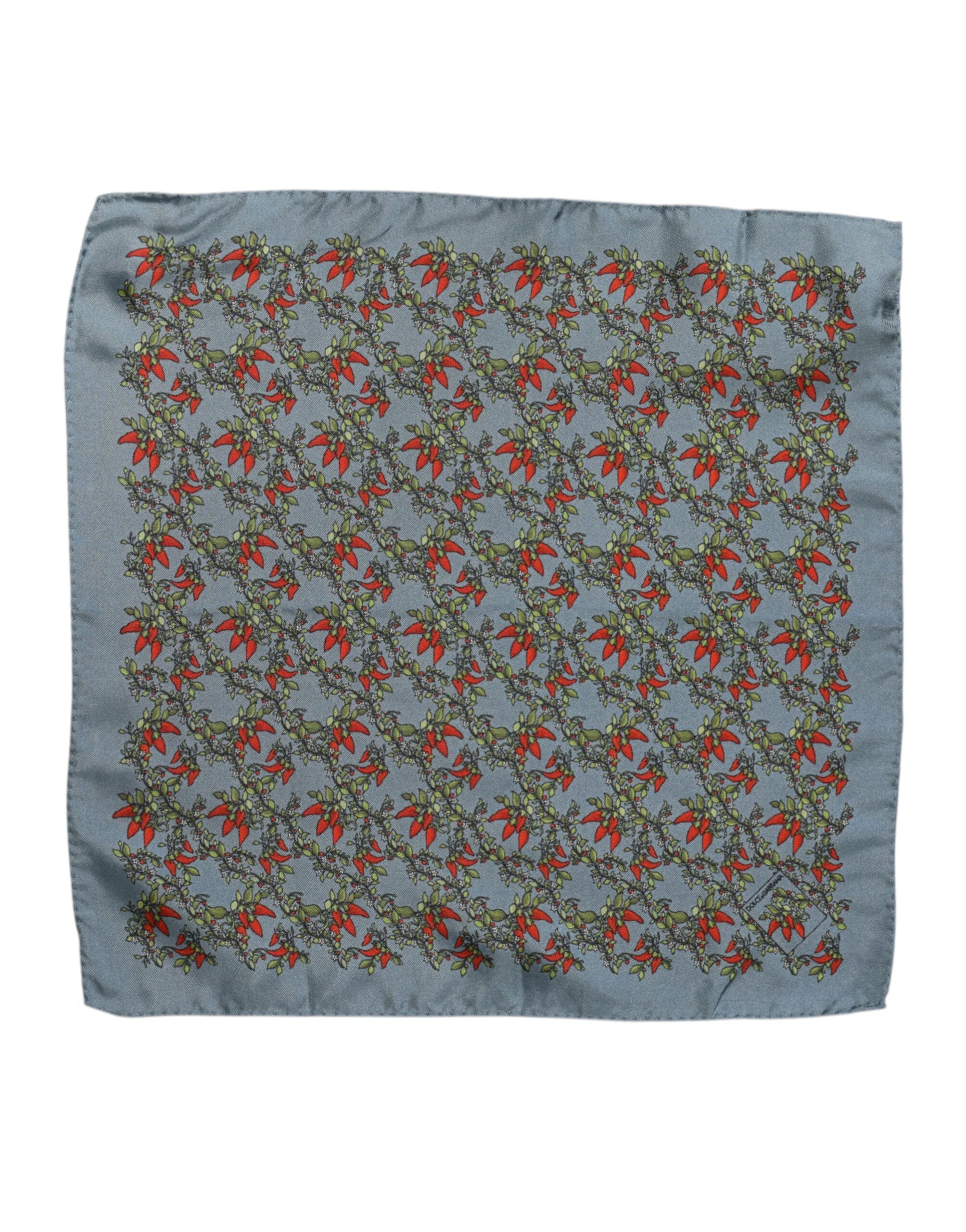 Dolce & Gabbana Gray Chilis Silk Square Men Foulard Men's Scarf