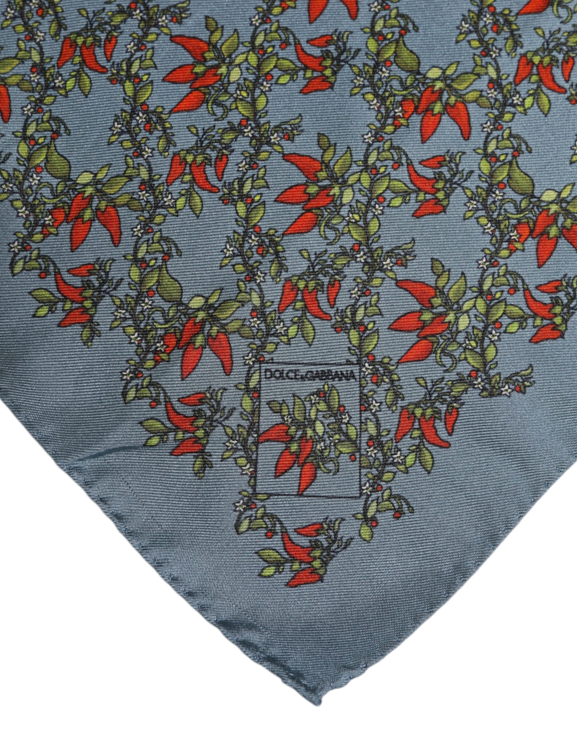 Dolce & Gabbana Gray Chilis Silk Square Men Foulard Men's Scarf