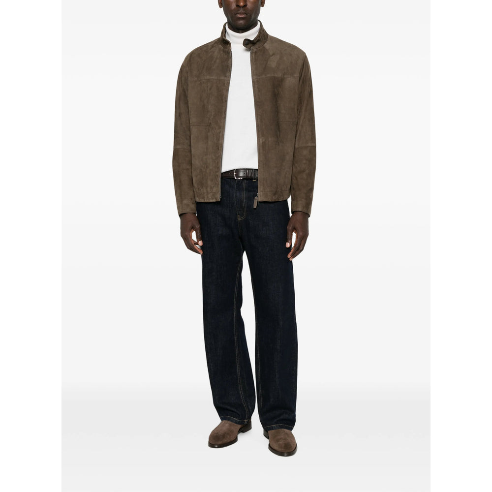 Brioni Brown Jackets - Leather Jackets Men