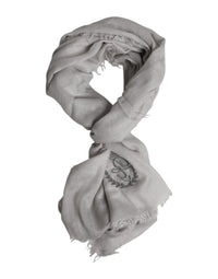 Dolce & Gabbana Gray DG Crown Neck Warmer Wrap Shawl Men's Scarf