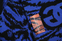 Dolce & Gabbana Blue Black Logo Neck Warmer Wrap Shawl Men's Scarf