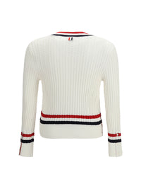 THOM BROWNE Thom Browne Men Intarsia Cable-Knit V-Neck Sweater