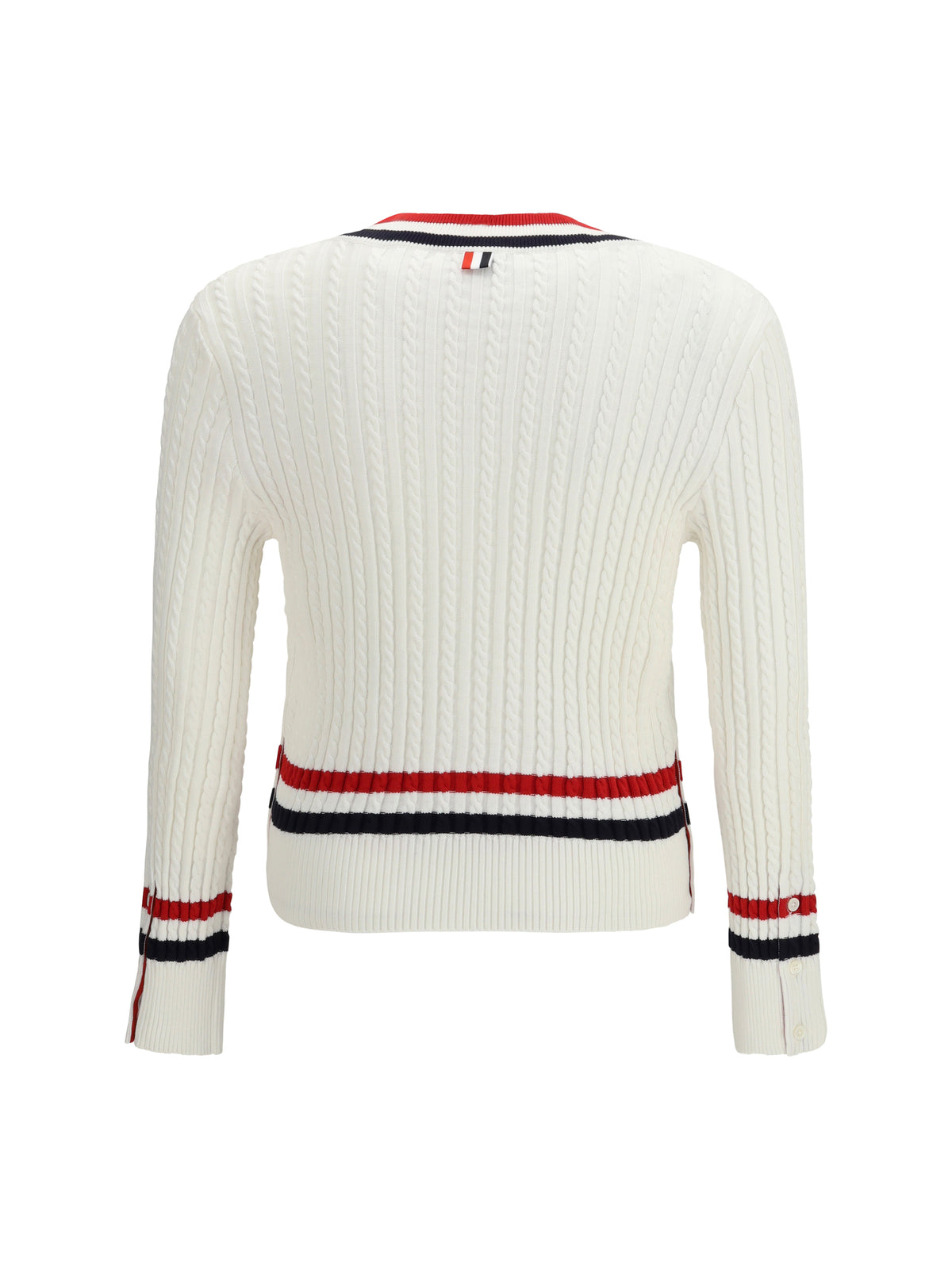 THOM BROWNE Thom Browne Men Intarsia Cable-Knit V-Neck Sweater