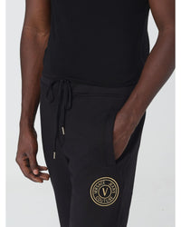 Versace Jeans Couture Joggers with Gold Logo Detail Men Black Pants