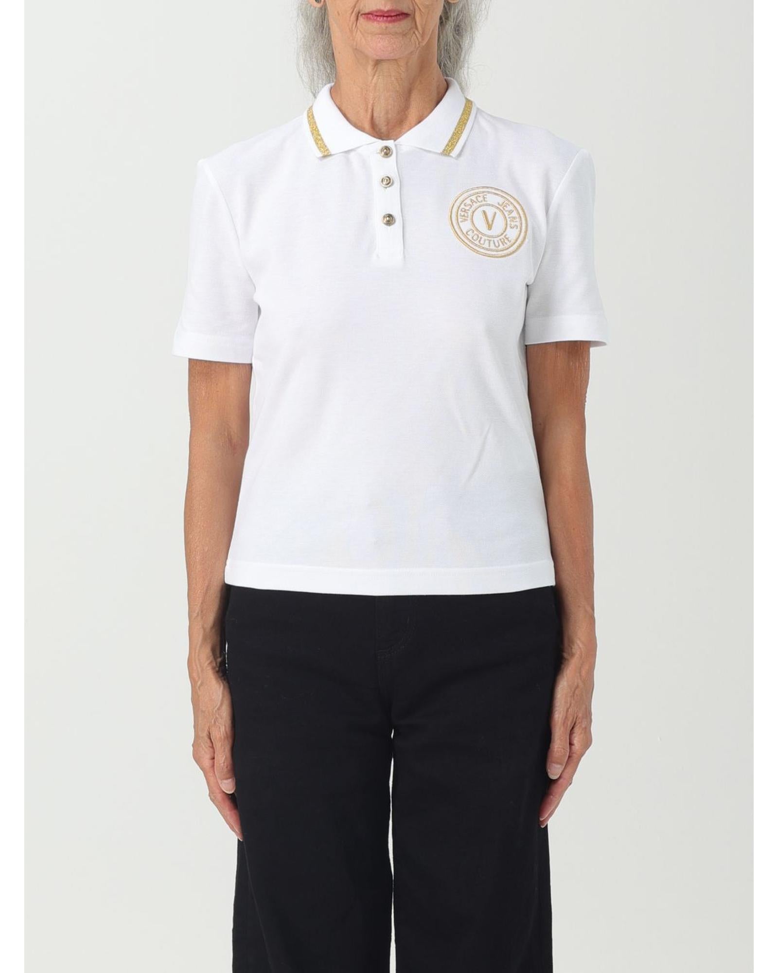 Versace Jeans Couture Polo Shirt with Circular Logo Women White Polo Shirts