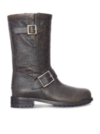 Jimmy Choo Jimmy Choo Women Crackled Leather Biker Boots With Buckles