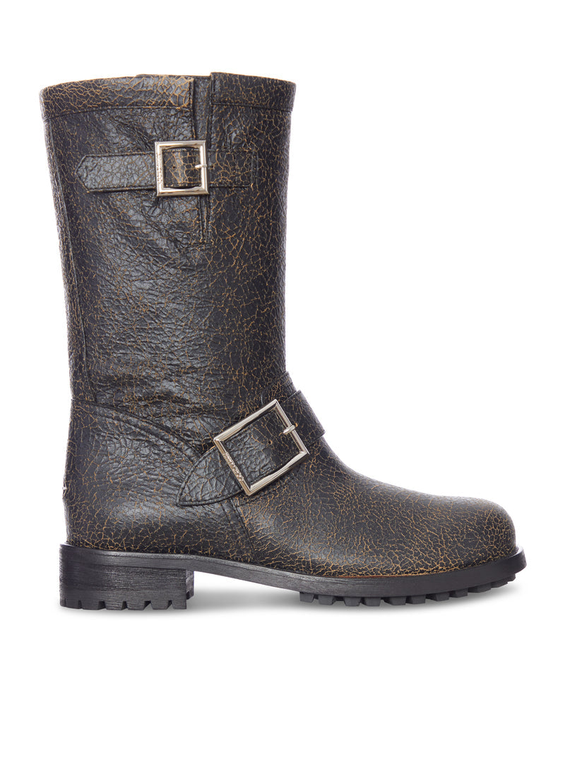 Jimmy Choo Jimmy Choo Women Crackled Leather Biker Boots With Buckles