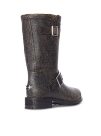 Jimmy Choo Jimmy Choo Women Crackled Leather Biker Boots With Buckles