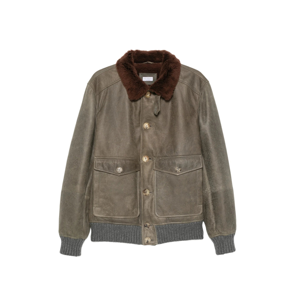 Brunello Cucinelli Brunello Cucinelli Green Jackets - Leather Jackets Men