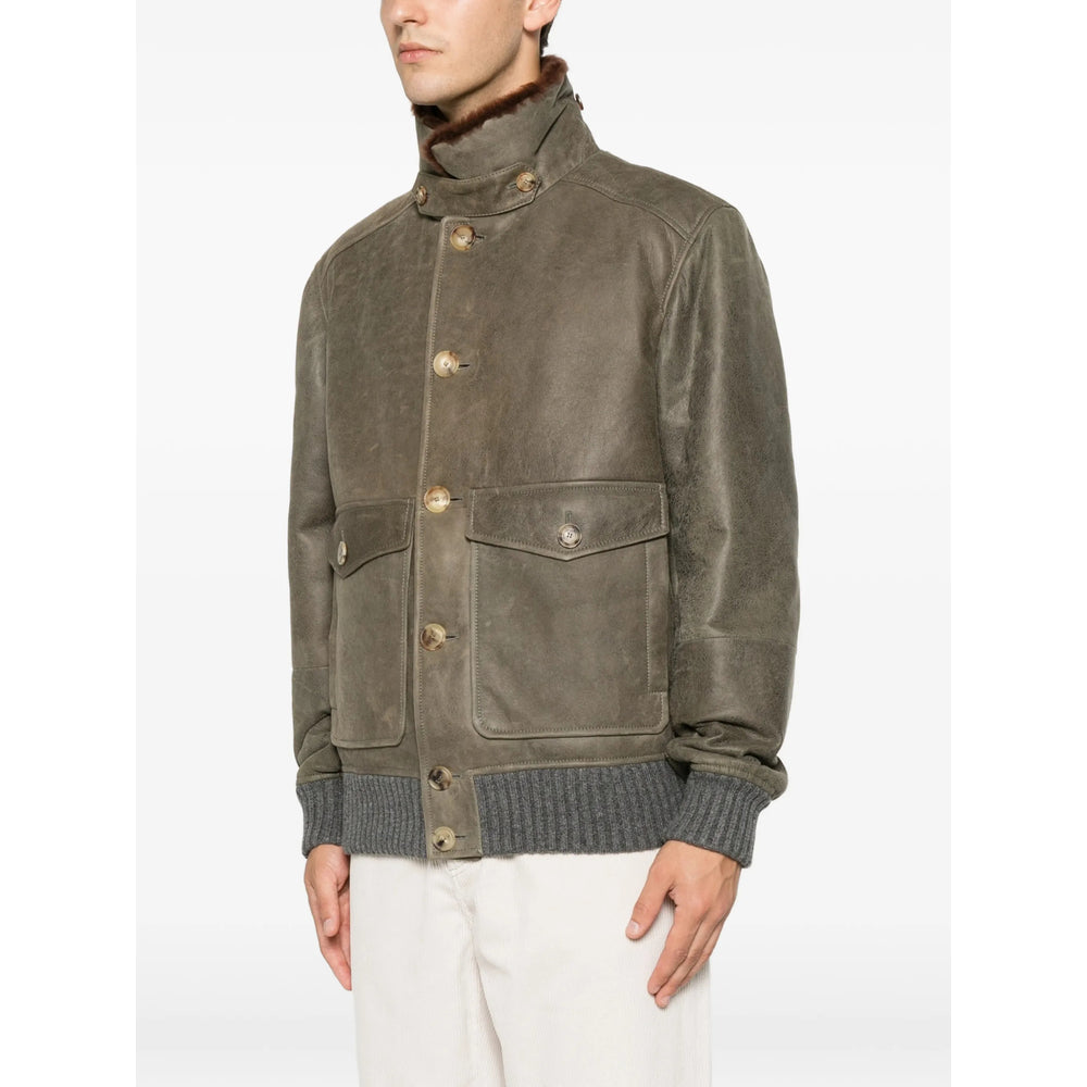 Brunello Cucinelli Brunello Cucinelli Green Jackets - Leather Jackets Men
